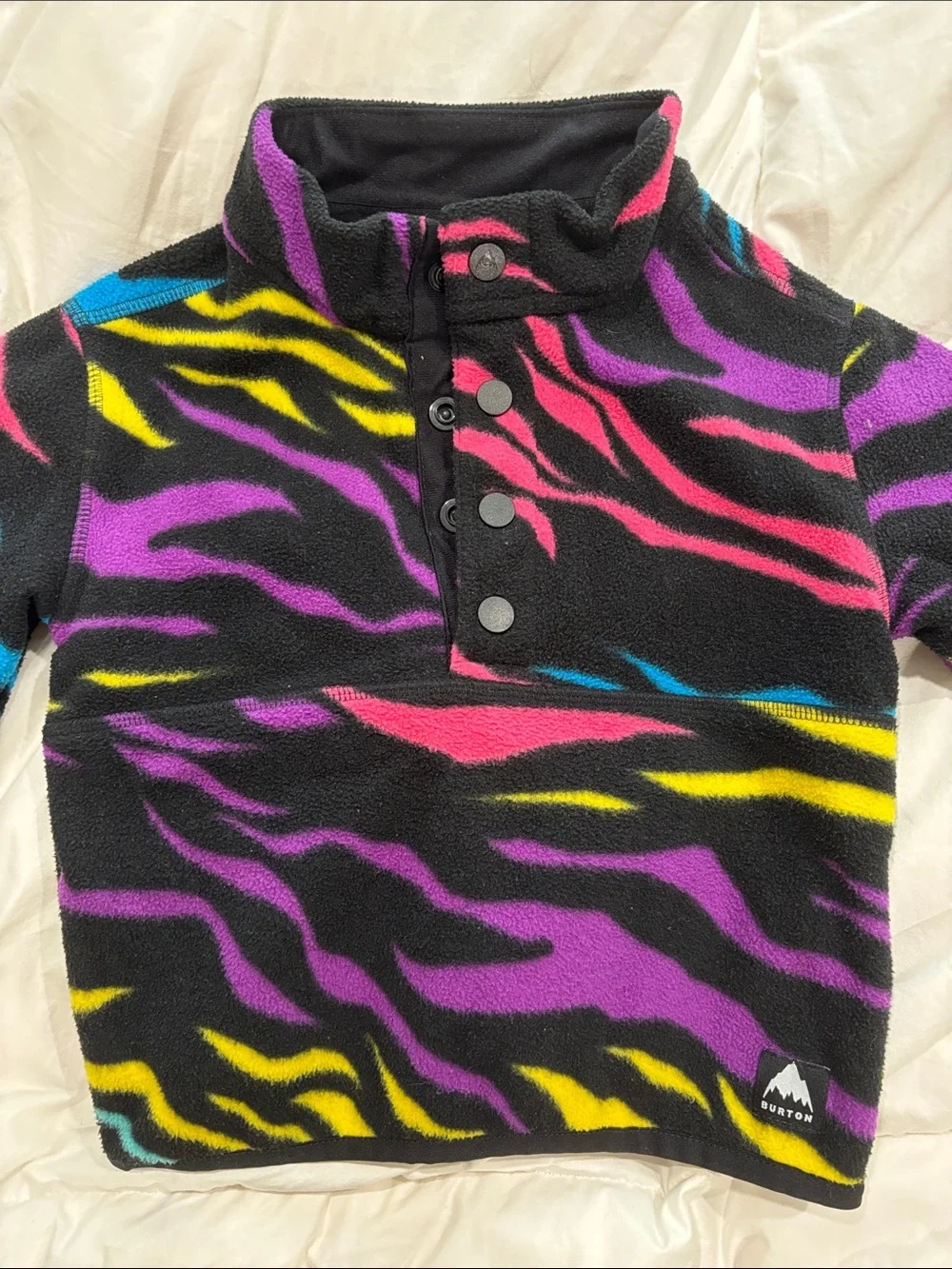 Burton Kids Neon Zebra Fleece Pullover - Black, Purple, Pink, Yellow, Blue